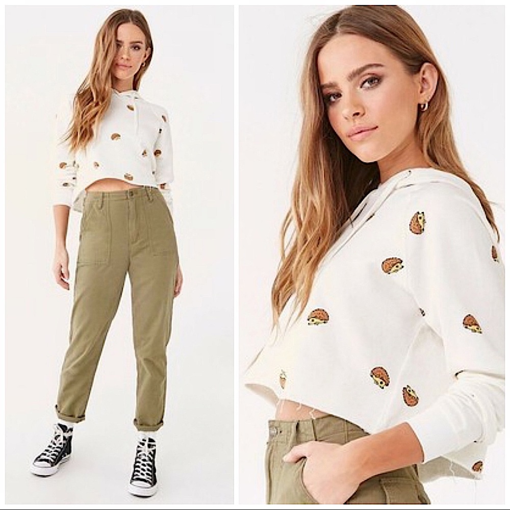 FOREVER 21 | HEDGEHOG PRINTED CROPPED HOODIE